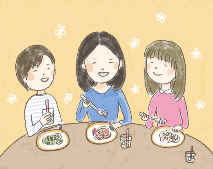 【イラスト】摂食障害で悩む女の子たちとともに食事を楽しむまほろさん
