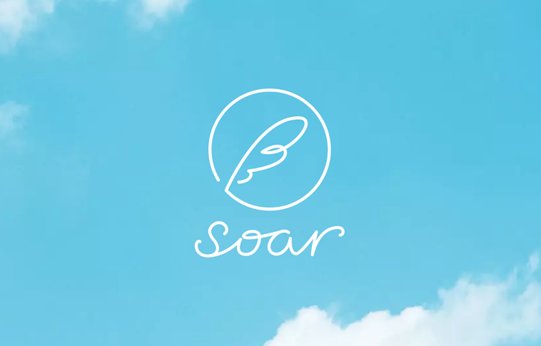 【画像】soarのロゴと、背景には青空が描かれている