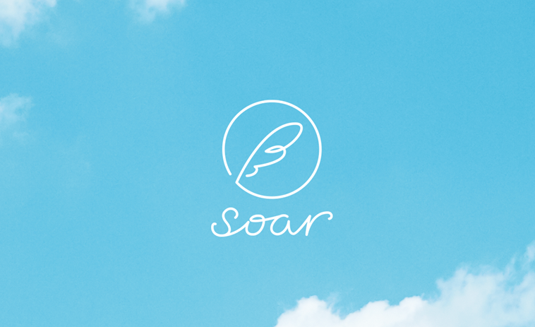 【画像】soarのロゴと、背景には青空が描かれている
